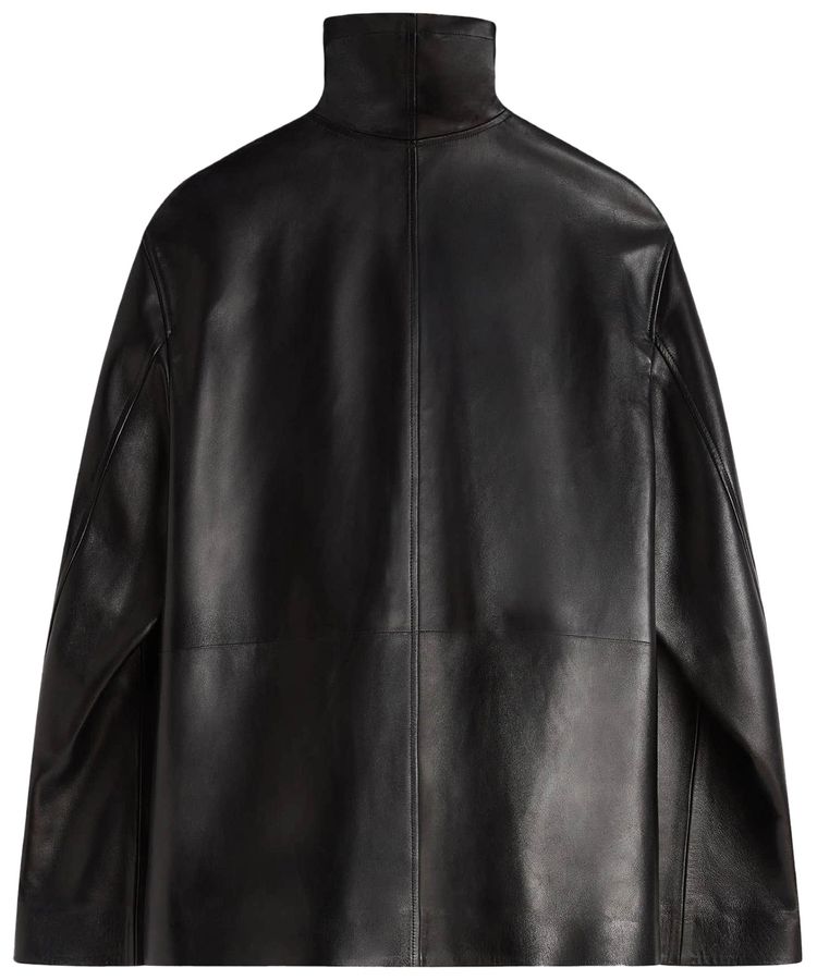 Phoebe Philo Funnel Leather Jacket Black
