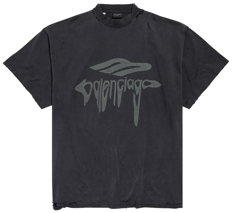 Balenciaga 3B Liquefied T Shirt Faded BlackAnthracite