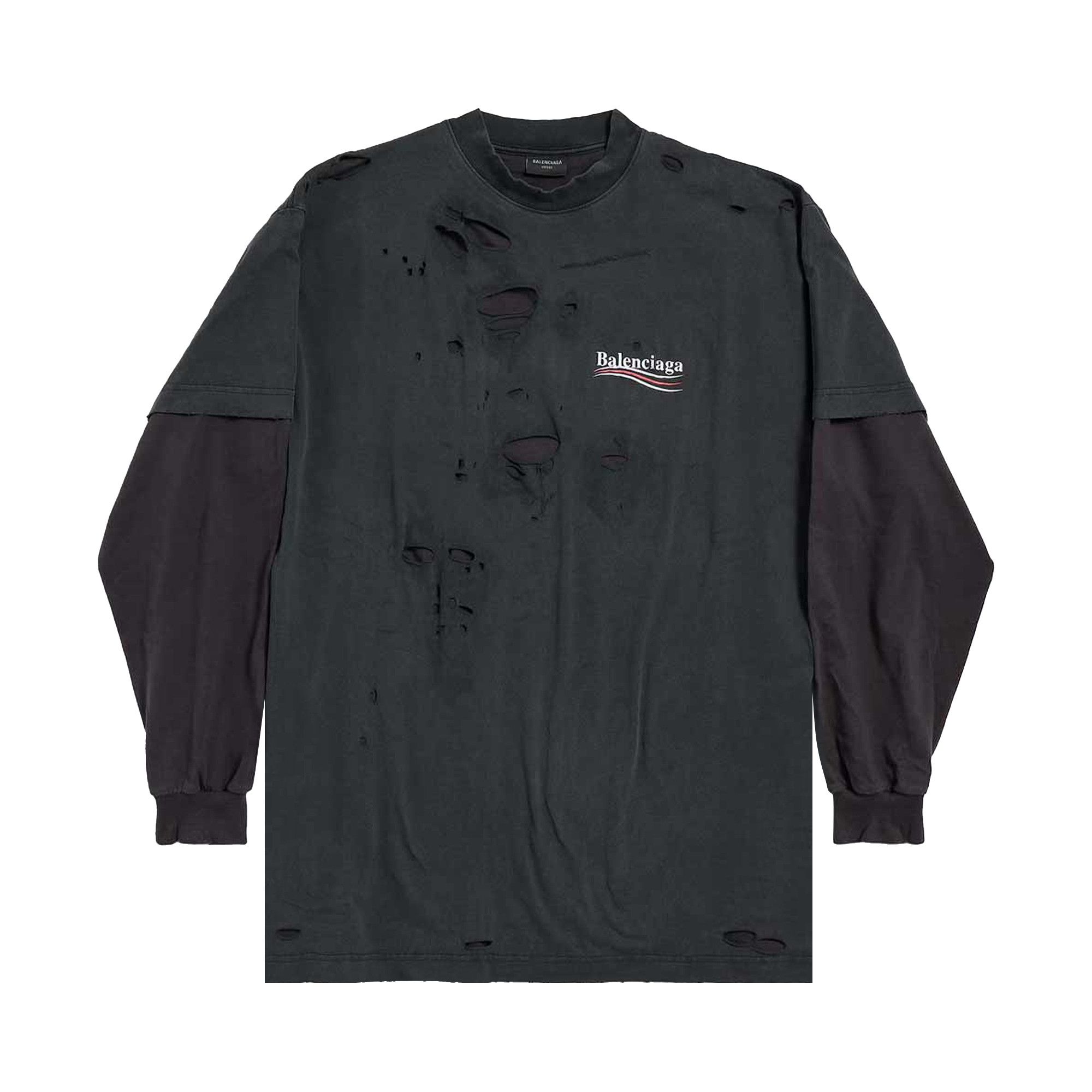 【残りわずか！】Balenciaga ブラック PoliticalStencilフーディ BALENCIAGA - POLITICAL CAMPAIGN フーディー / ブラック