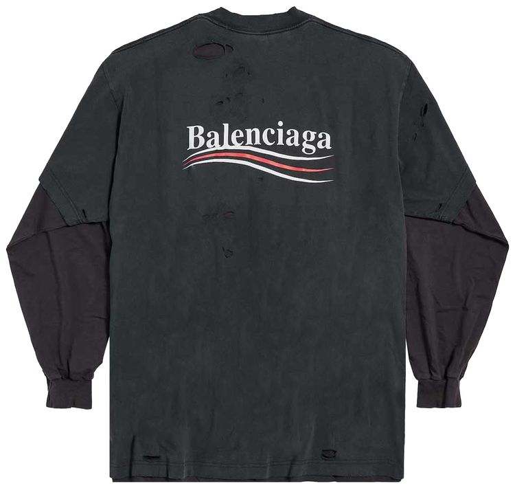 Balenciaga Political Campaign Long Sleeve Layered T Shirt Black