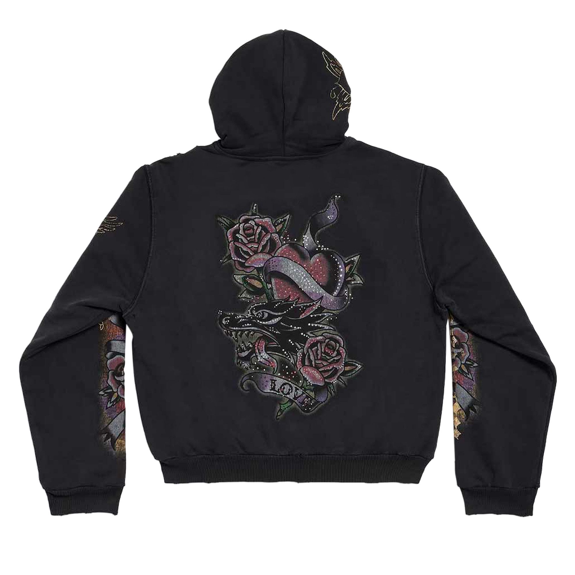 Buy Balenciaga Tacky Tattoo Zip-Up Hoodie 'Faded Washed Black
