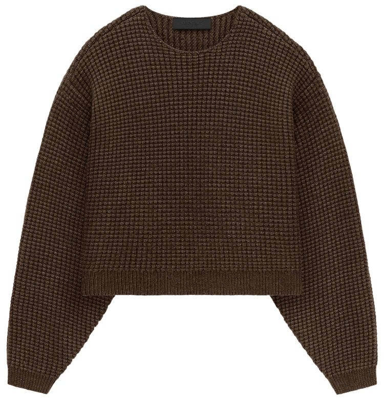 Fear of God Essentials Heavy Waffle Cropped Sweater Brown