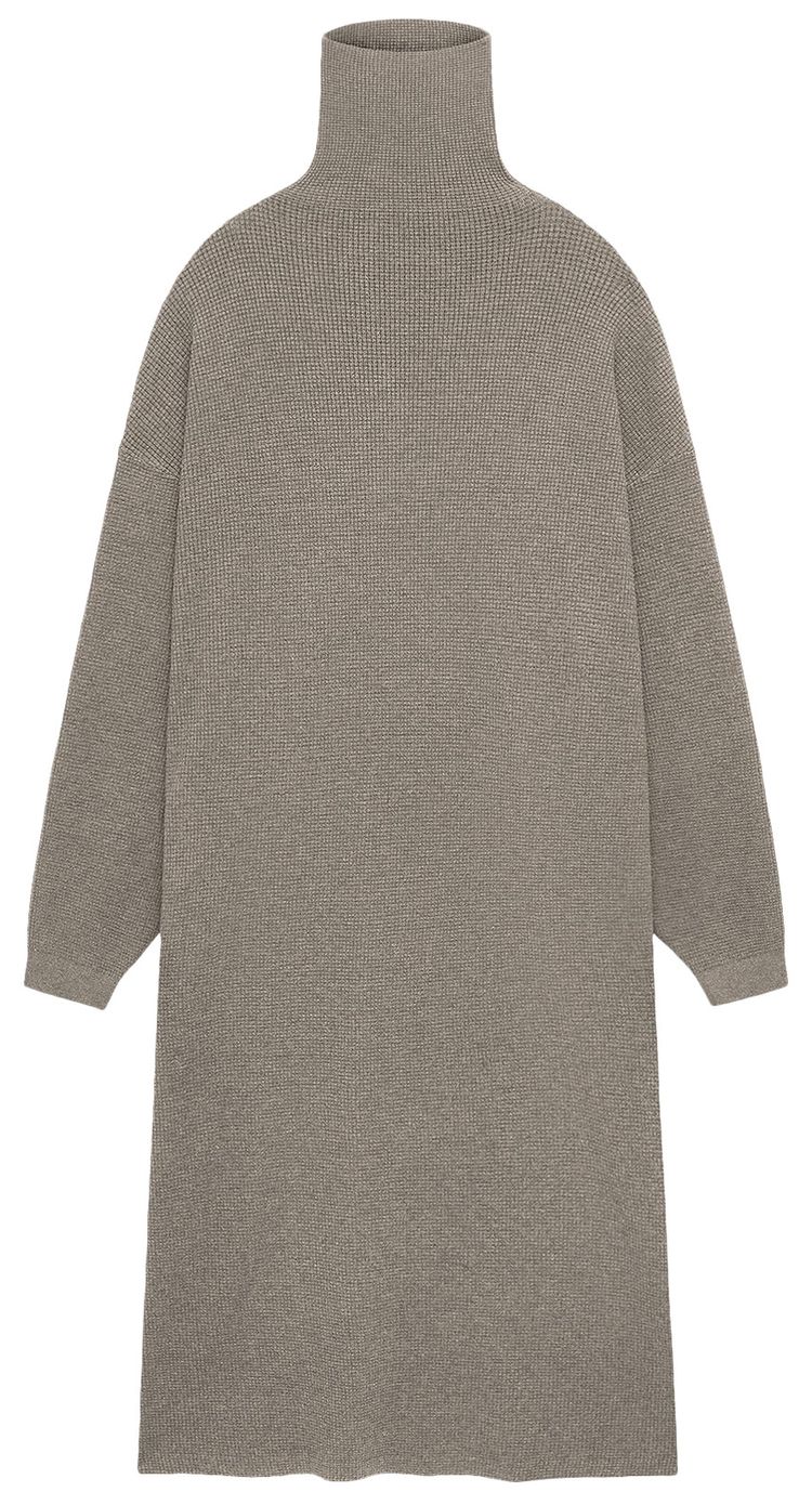 Fear of God Essentials Waffle Knit Turtleneck Dress Heather Grey
