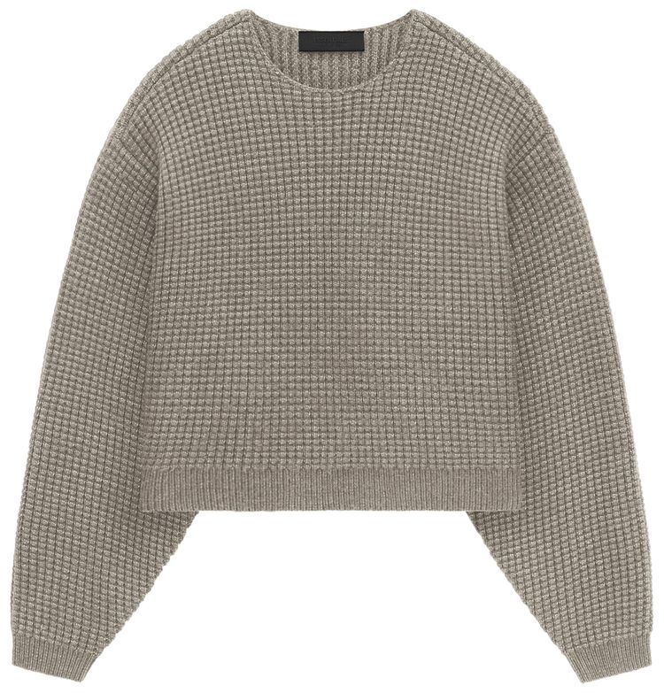 Fear of God Essentials Heavy Waffle Cropped Sweater Heather Grey