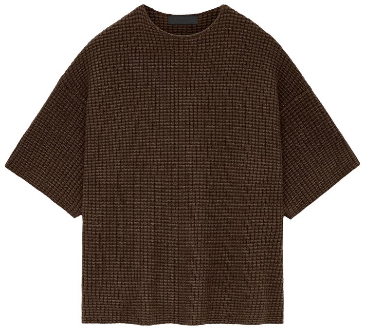 Fear of God Essentials Heavy Waffle Short Sleeve Crewneck Sweater Brown