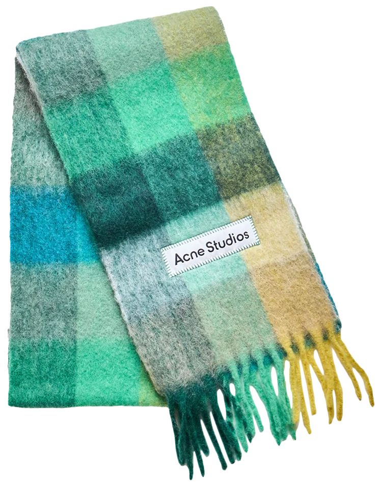 Acne Studios Vally Check Scarf Green