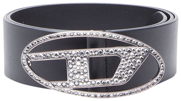 Diesel Oval D Logo B 1Dr 50 Strass Belt Black