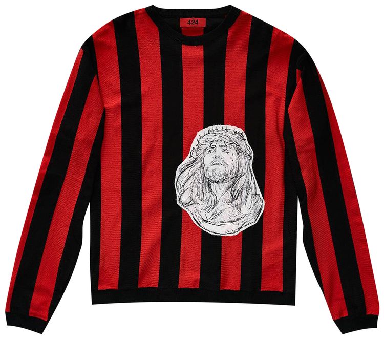 424 Knitted Striped Sweater Red