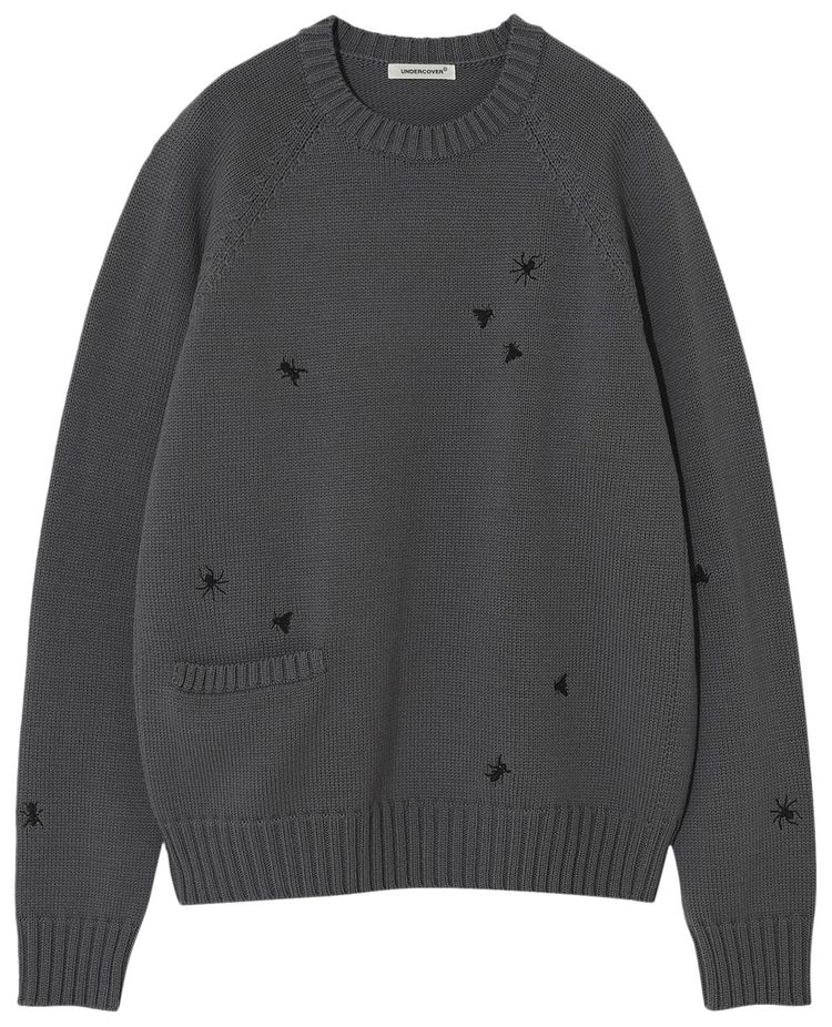 Undercover Welt Pocket Sweater With Embroidery Detail Grey