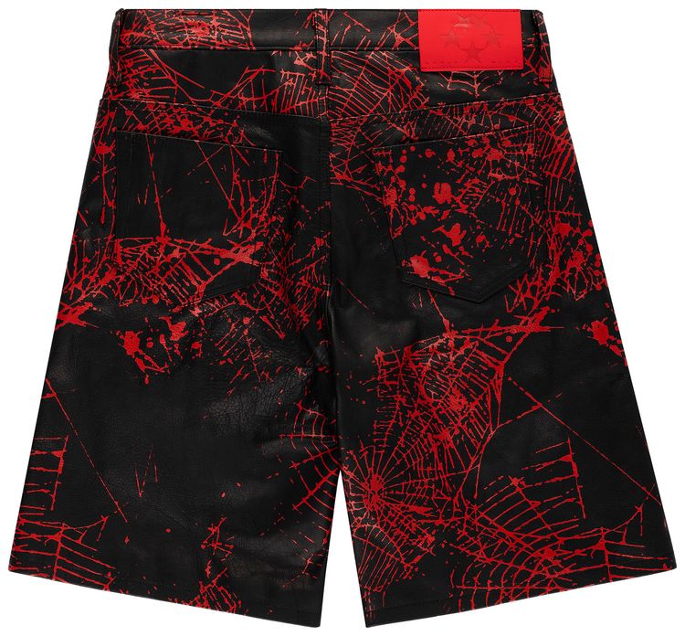 Sp5der V2 Web Leather Shorts Black