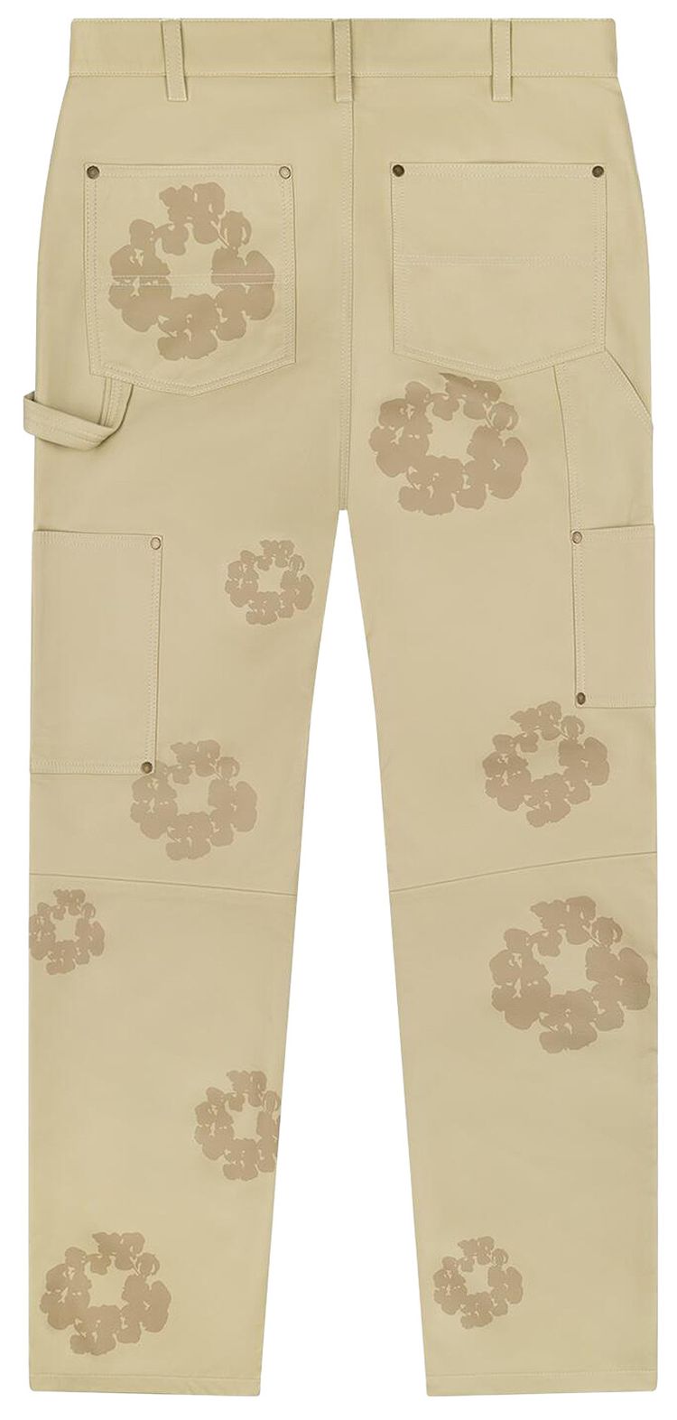 Denim Tears  Leather Laser Cut Wreath Work Pant Beige Beige