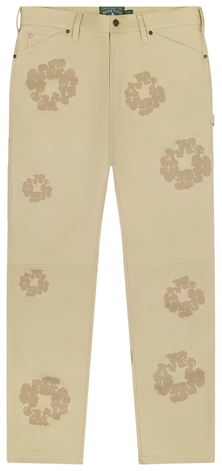 Denim Tears  Leather Laser Cut Wreath Work Pant Beige Beige