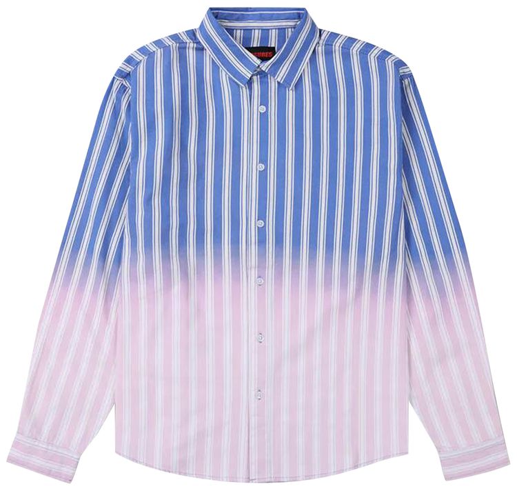 Pleasures Fade Button Down Long Sleve Shirt Blue