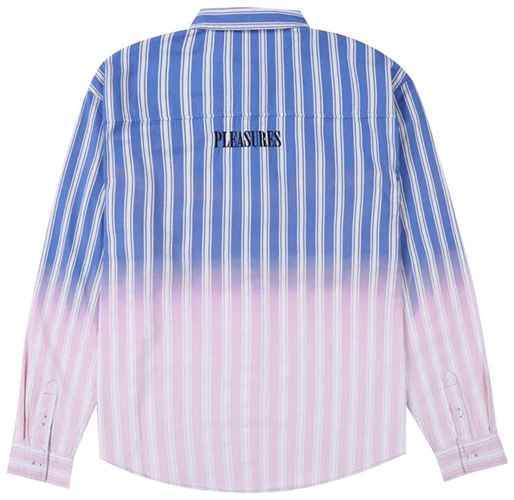 Pleasures Fade Button Down Long Sleve Shirt Blue