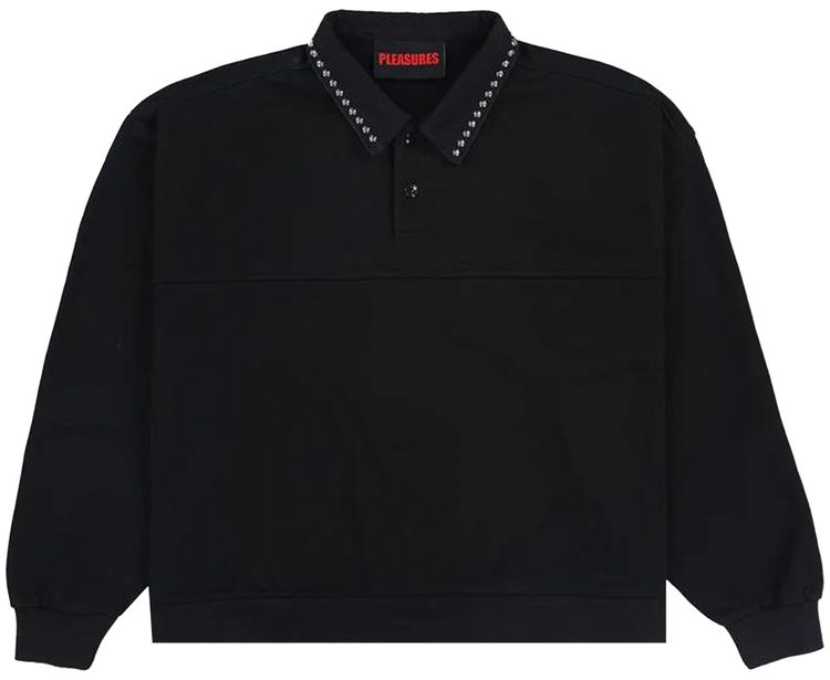 Pleasures Tweak Studded Polo Sweatshirt Black