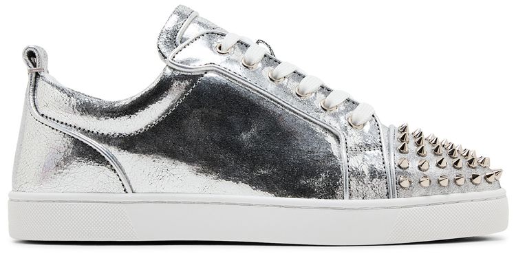Christian Louboutin Louis Junior Spikes Low Manoir Laminated Silver