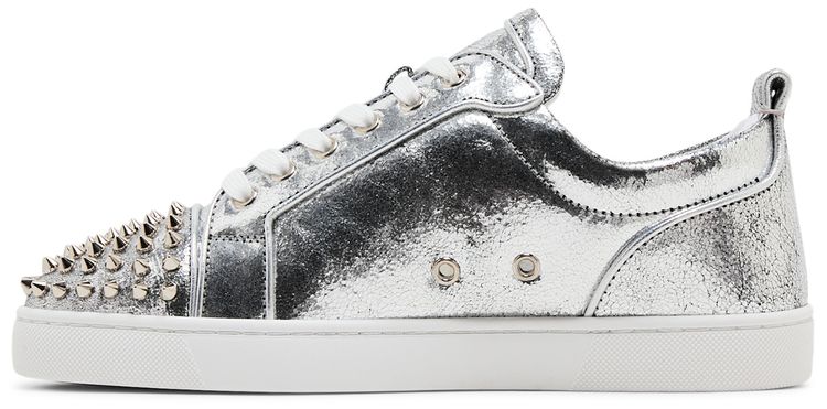 Christian Louboutin Louis Junior Spikes Low Manoir Laminated Silver