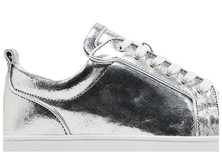 Christian Louboutin Louis Junior Spikes Low Manoir Laminated Silver