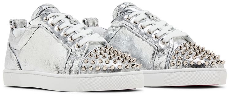 Christian Louboutin Louis Junior Spikes Low Manoir Laminated Silver