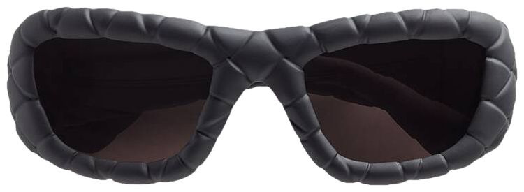 Bottega Veneta Intrecciato Rectangular Sunglasses BlackGrey