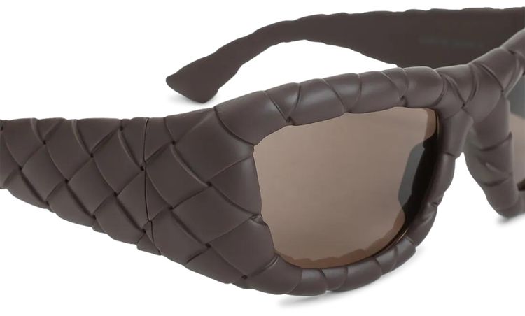Bottega Veneta Intrecciato Rectangular Sunglasses Brown