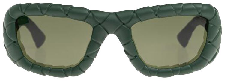 Bottega Veneta Intrecciato Rectangular Sunglasses Greeen