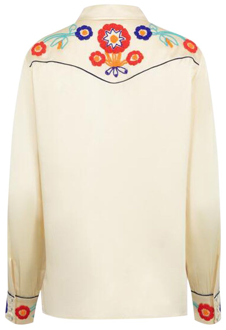 Bode Garden Party Western Shirt CreamMulticolor