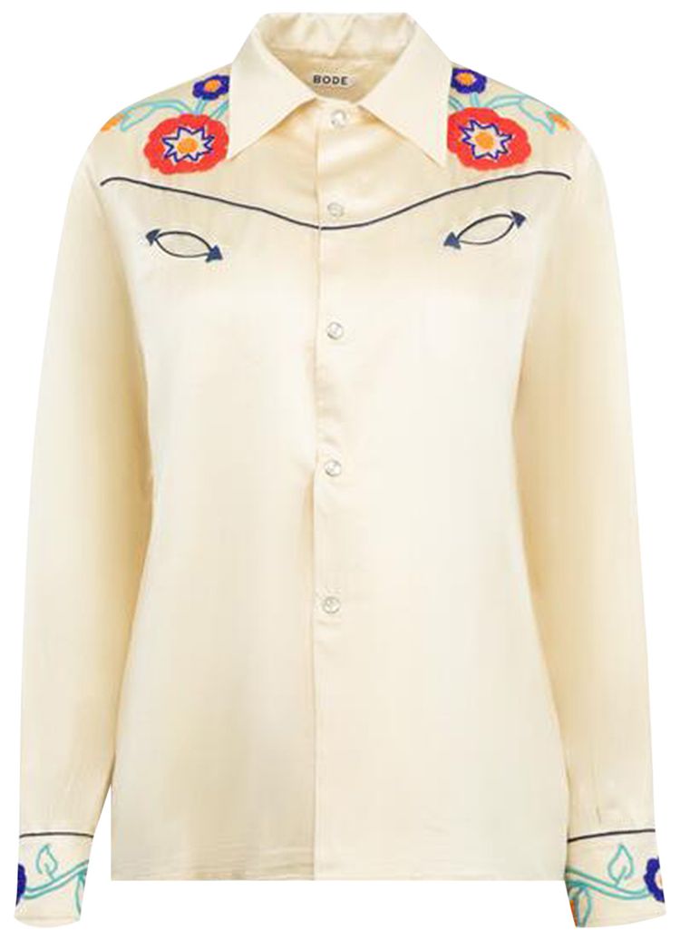 Bode Garden Party Western Shirt CreamMulticolor