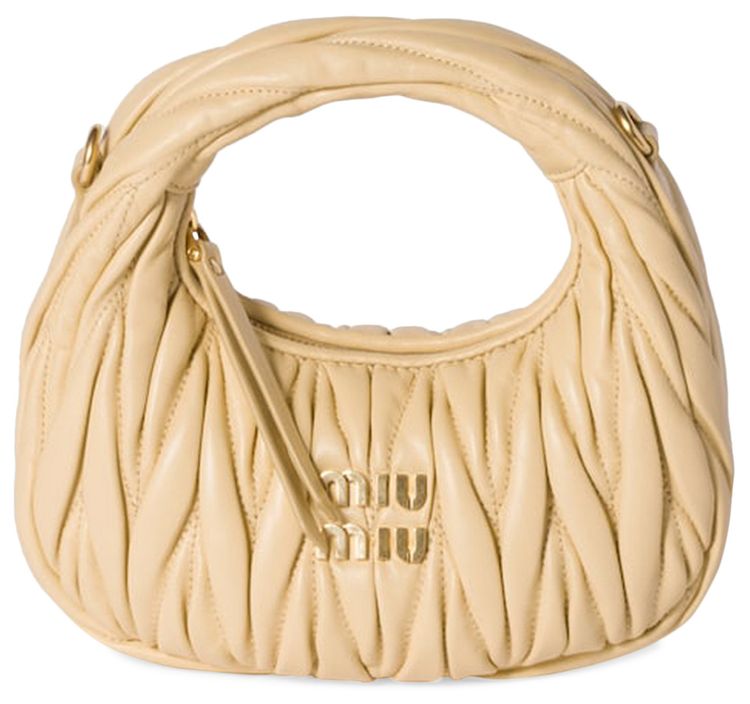 Miu Miu Wander Matelasse Nappa Leather Hobo Mini Bag Soia
