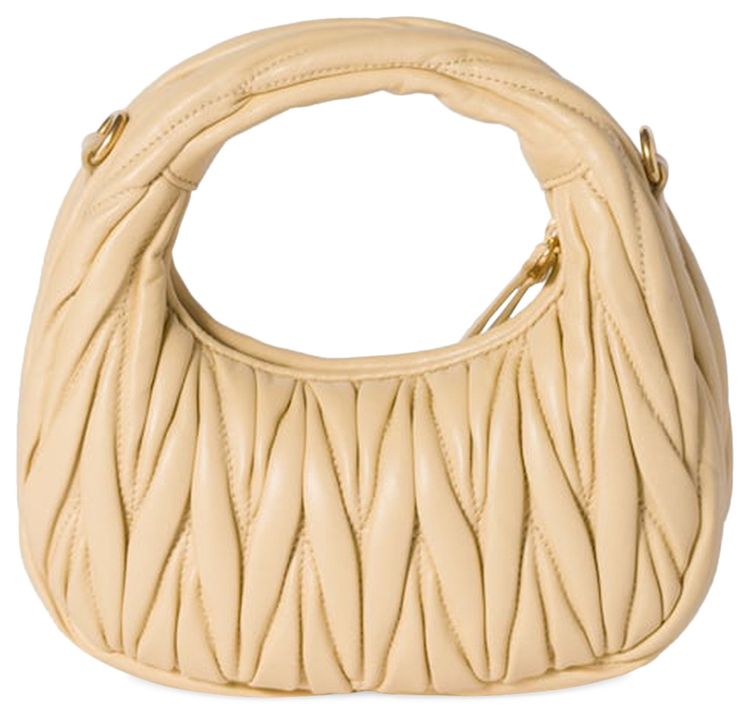 Miu Miu Wander Matelasse Nappa Leather Hobo Mini Bag Soia