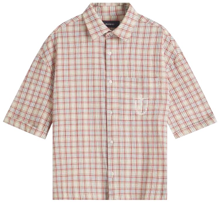 Nahmias Plaid Summerlandum Cropped Short Sleeve Shirt Cherry Plaid Seersucker