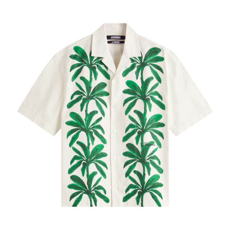 Jacquemus La Chemise Jean Print Painted Palmtrees WhiteGreen