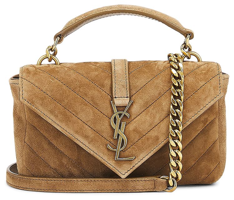 Saint Laurent Mini College Chain Bag Gold Leaf