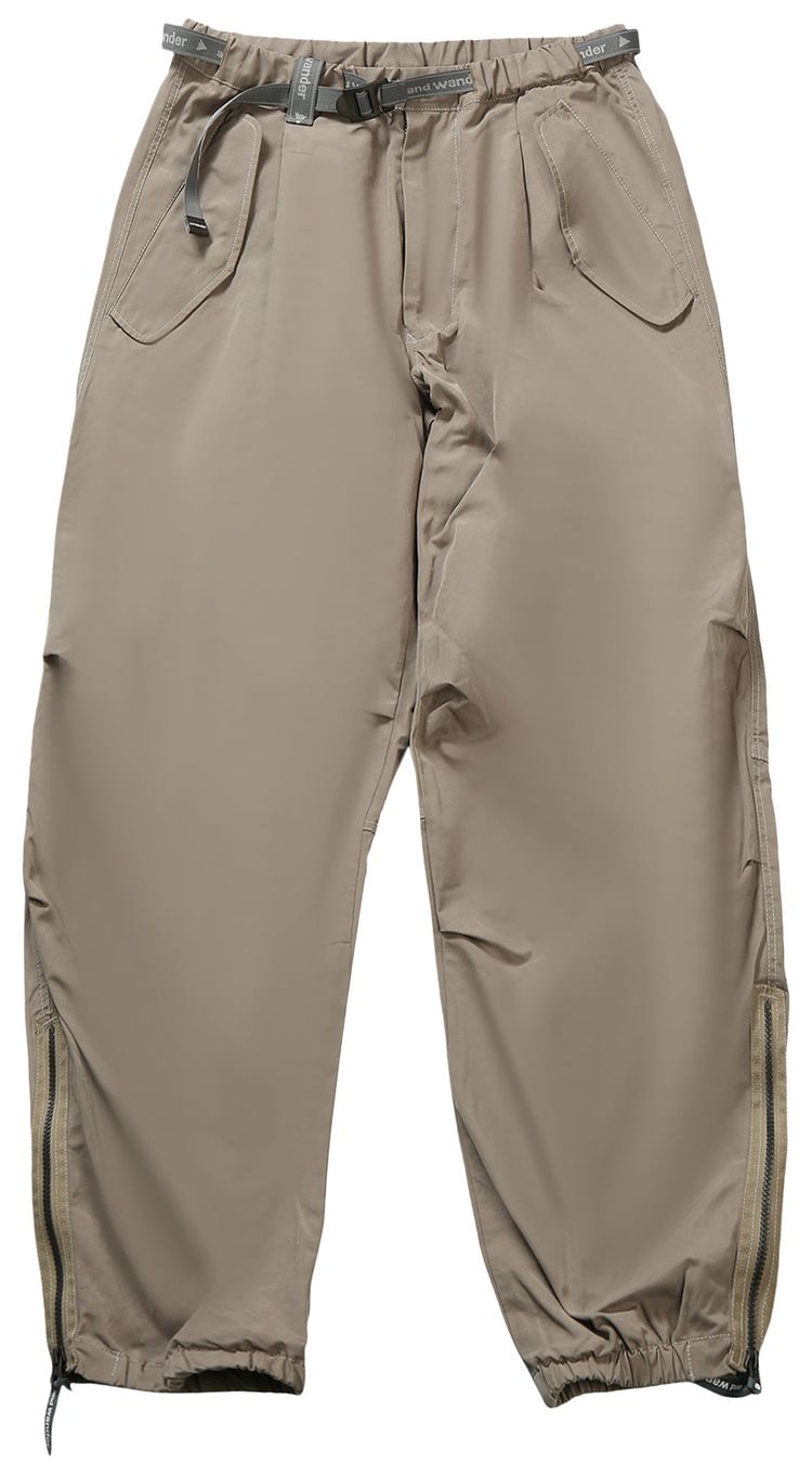 And Wander High Count Cloth Side Zip Hem Pants GreyBeige