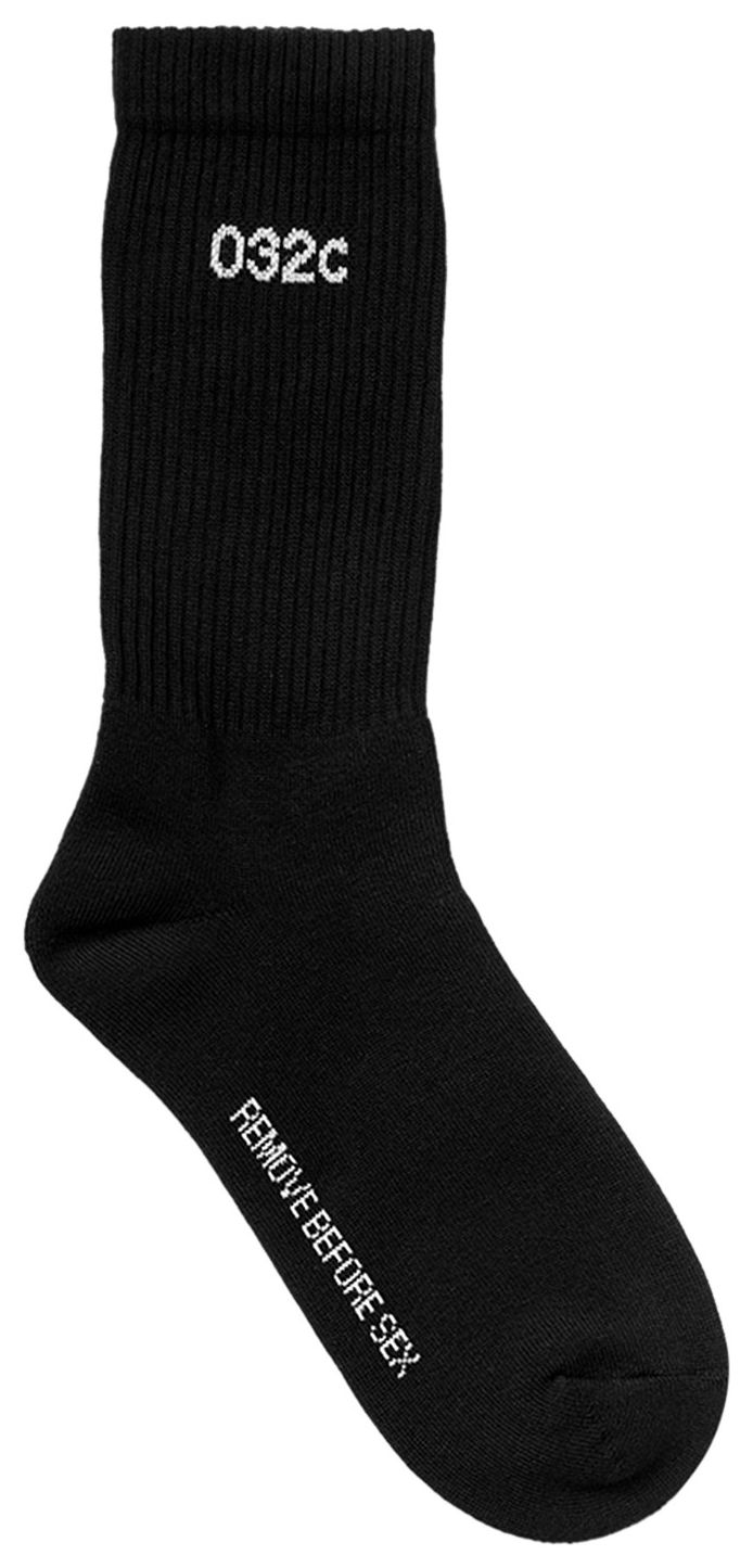 032C Remove Before Sex Crew Socks BlackWhite