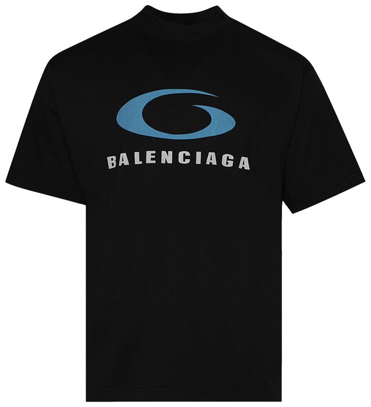 Balenciaga Medium Fit T Shirt Washed BlackBlue