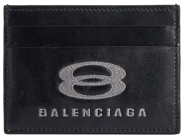 Balenciaga Unity Logo Embroidered Card Holder Black