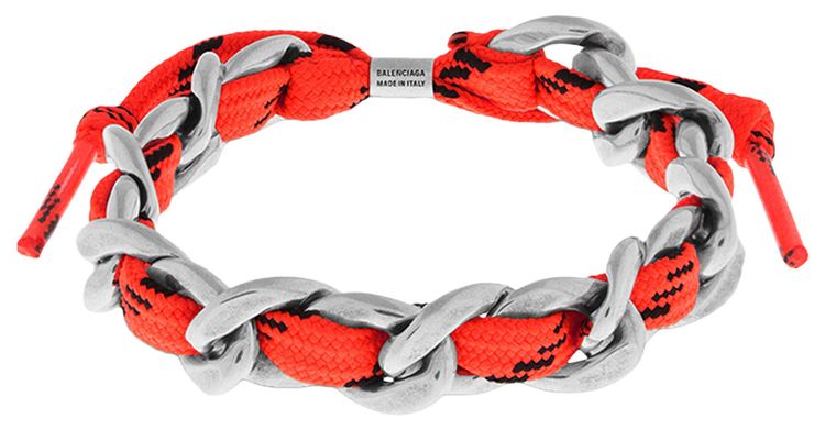 Balenciaga Malibu Gourmette Bracelet Antique SilverNeon Orange