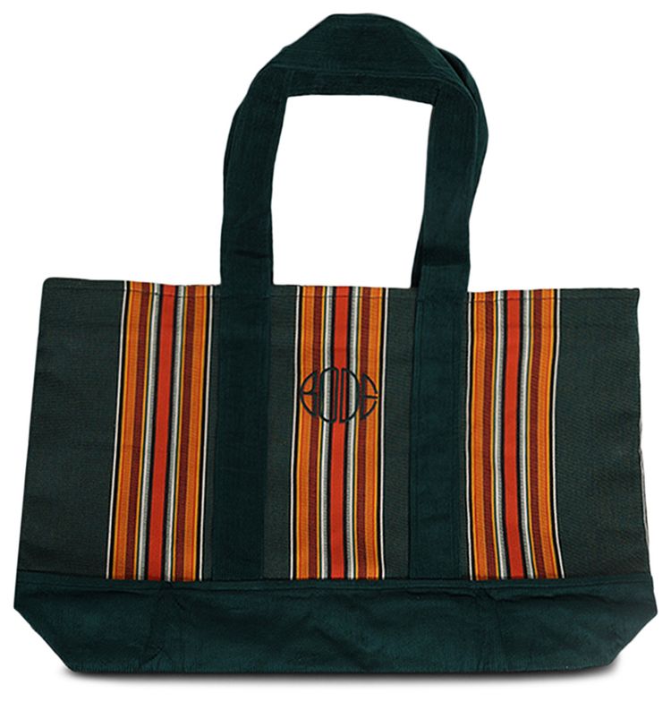 Bode Parakeet Stripe Tote Green Multicolor