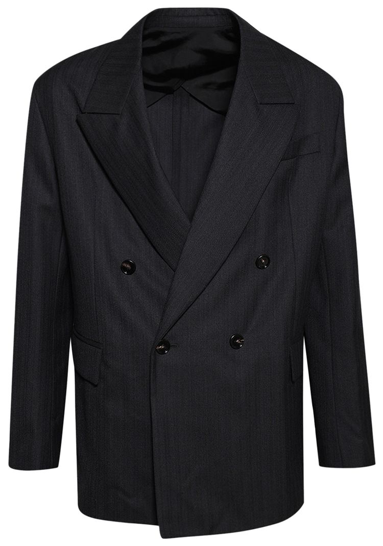 Bottega Veneta Striped Wool Jacket BlackDark Blue