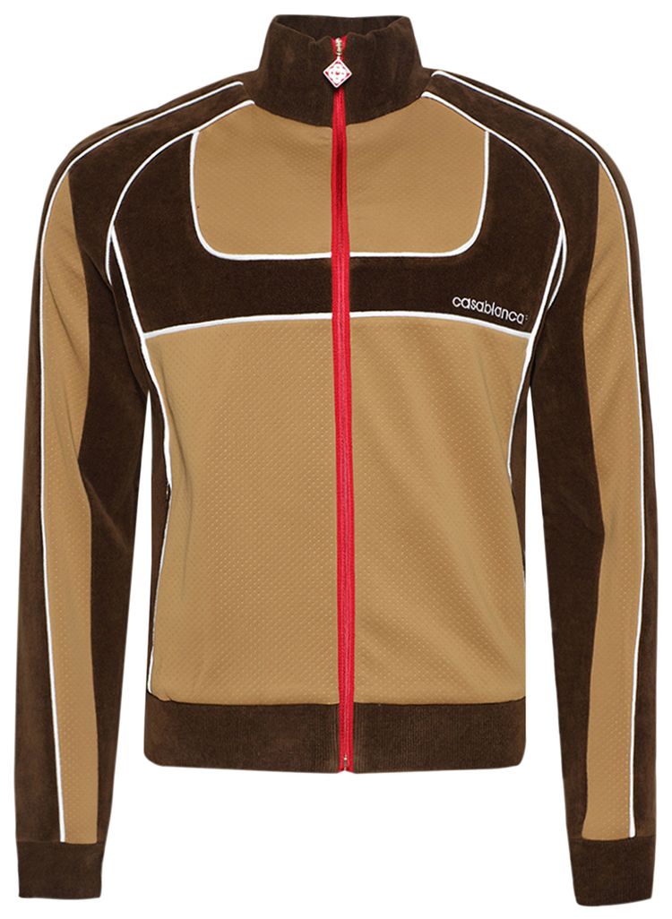 Casablanca Chenille Panelled Track Jacket BeigeBrown