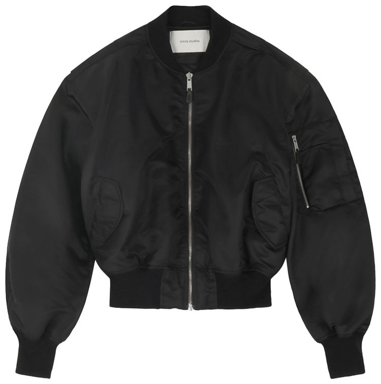 Entire Studios Cropped Broad Bomber Jacket Oil