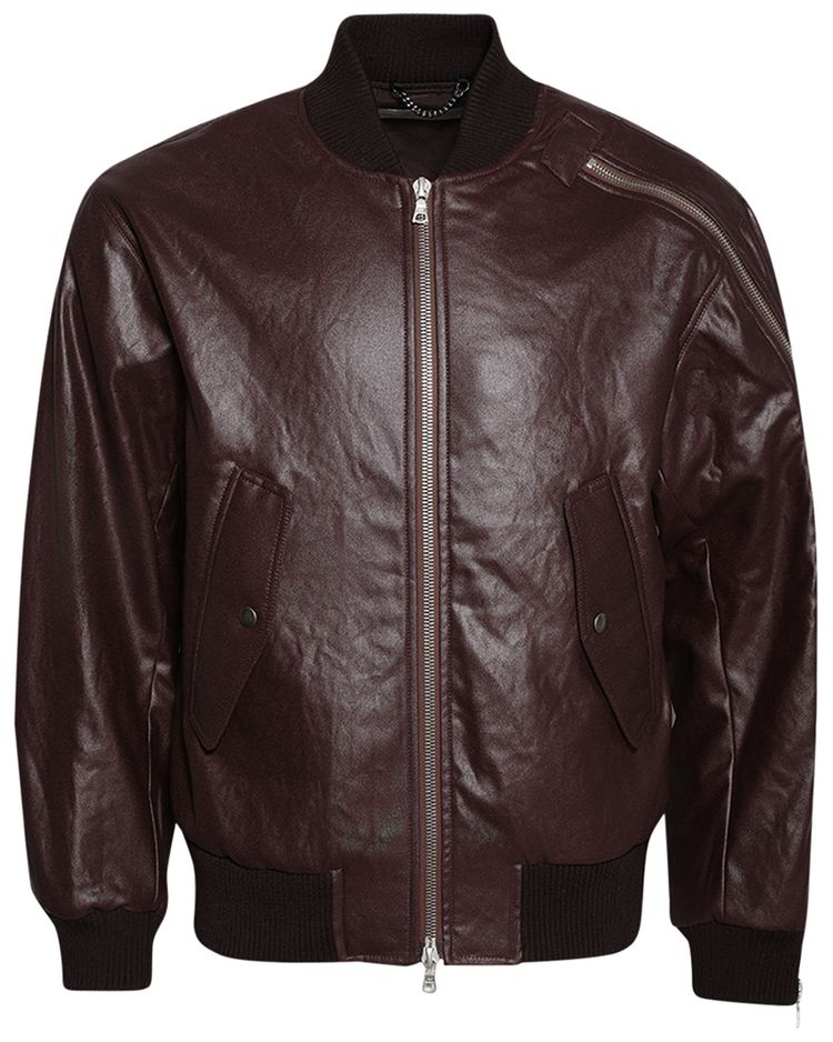 Dries Van Noten Faux Leather Bomber Jacket Rust