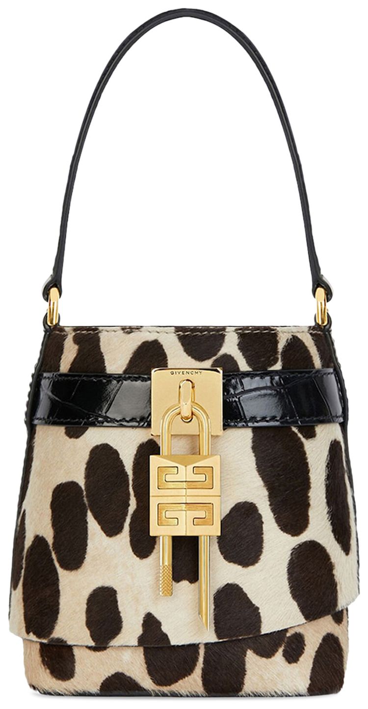 Givenchy Mini Shark Lock Bucket Bag BlackBeige