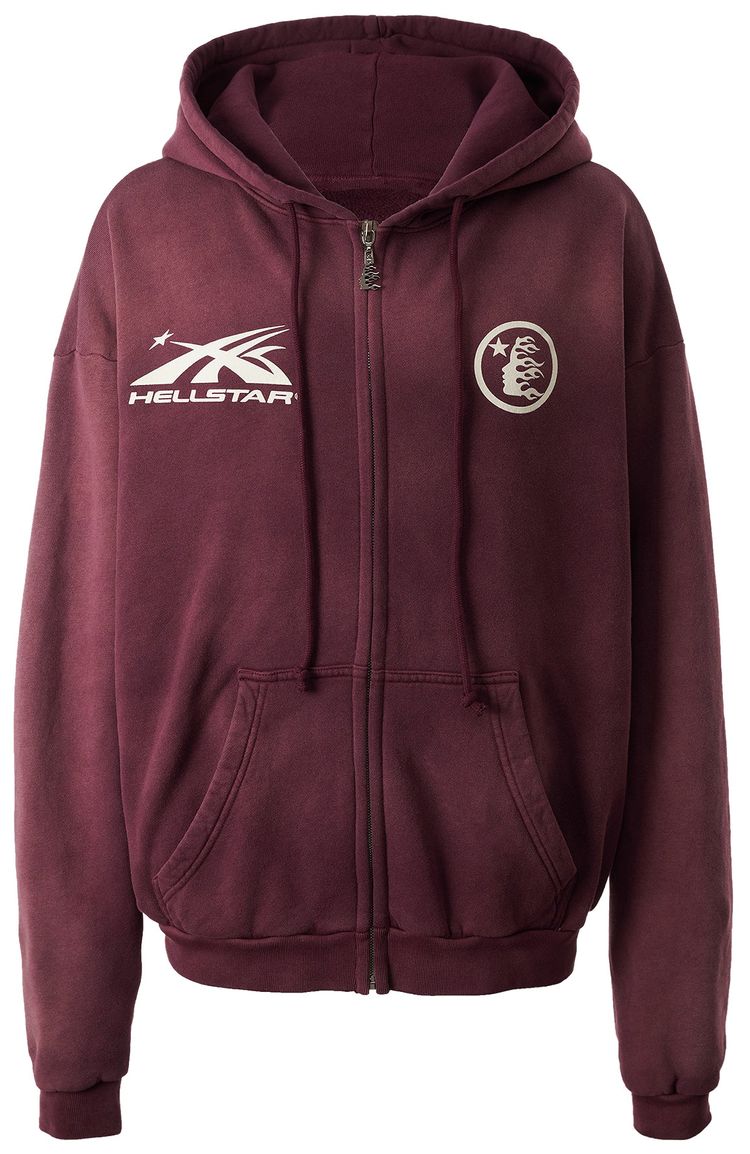 Hellstar Hs Logo Zip Up Burgundy
