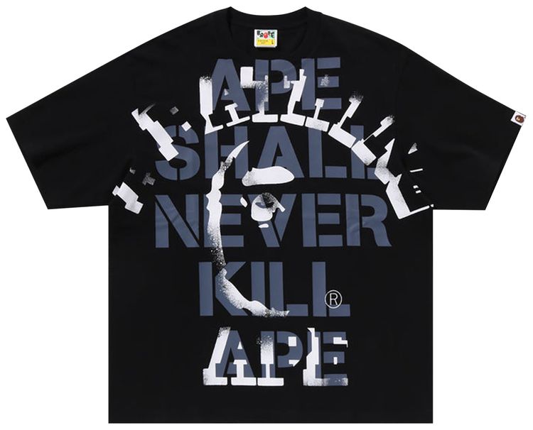 BAPE Spray Print College Relaxed Fit Tee Black