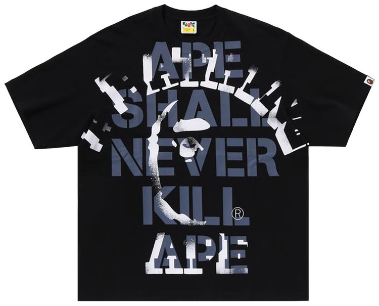 BAPE Spray Print College Relaxed Fit Tee Black