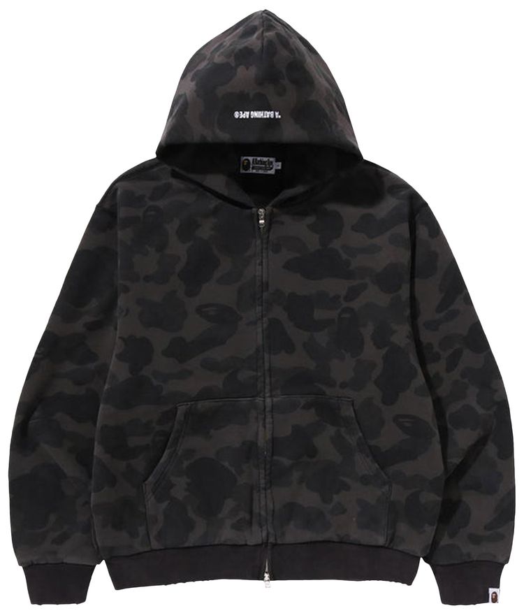 BAPE 1st Camo Heavy Wash Cropped Fit Zip Hoodie Black