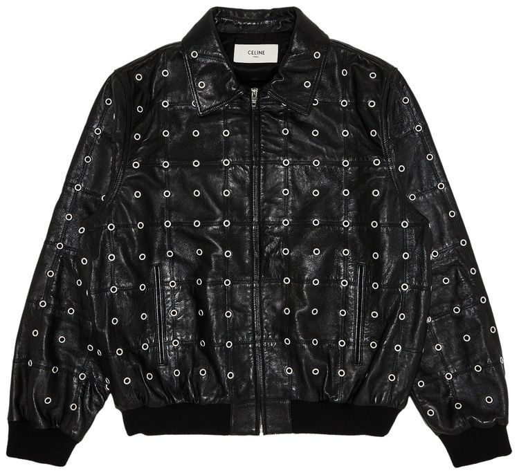 Pre Owned CELINE Leather Eyelet Cut Out Jacket Black From the Closet of Pusha T