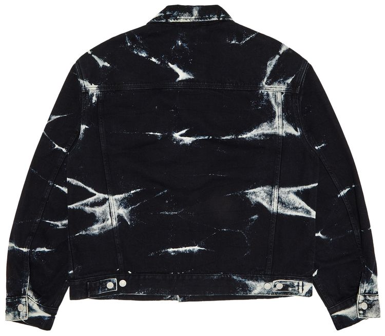 Pre Owned Dries Van Noten Vuskin Printed Denim Jacket Black From the Closet of Pusha T